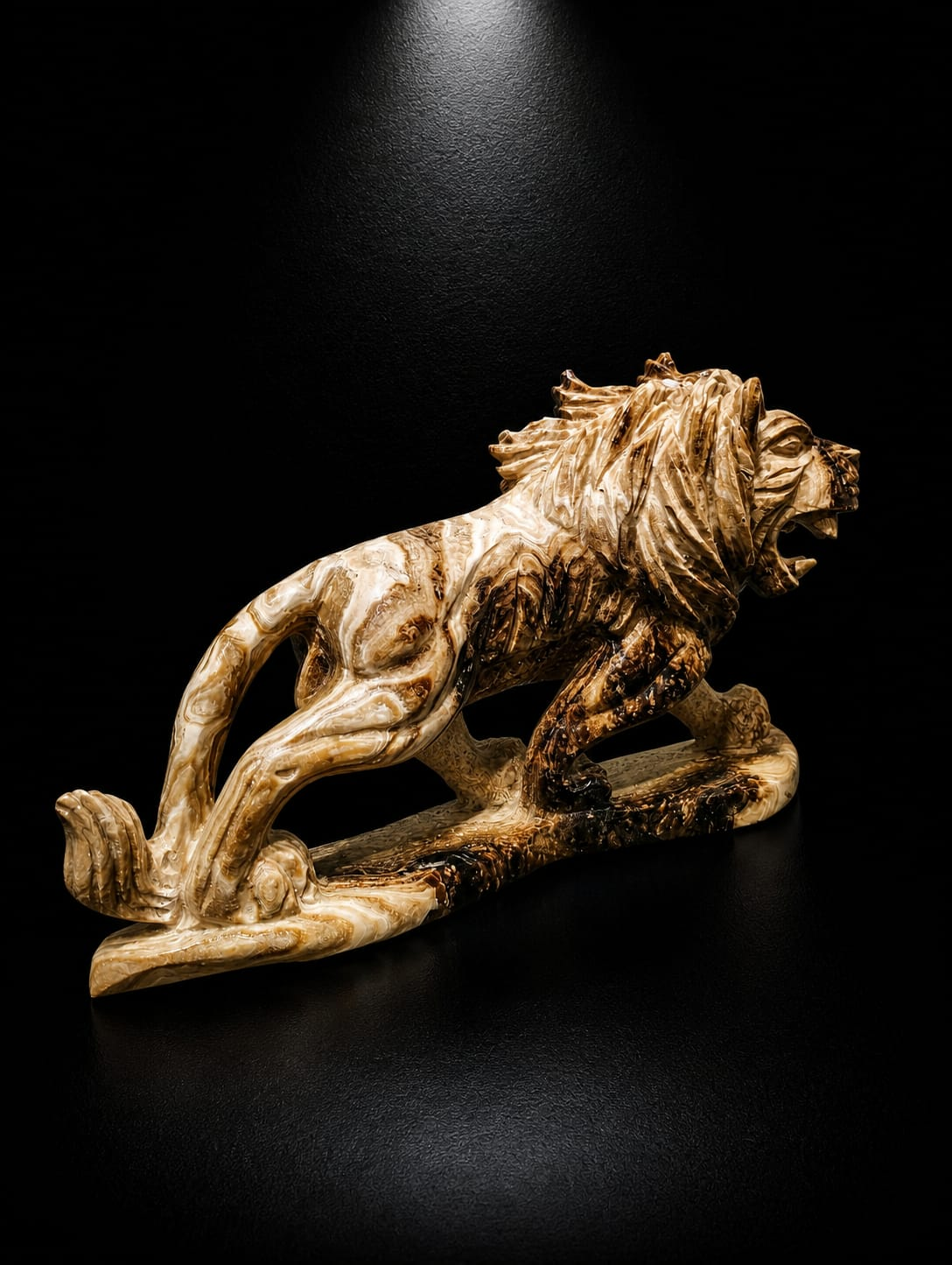 Hand-Carved Coke Stone Lion King (Royal Authority Sculpture) - Image 2