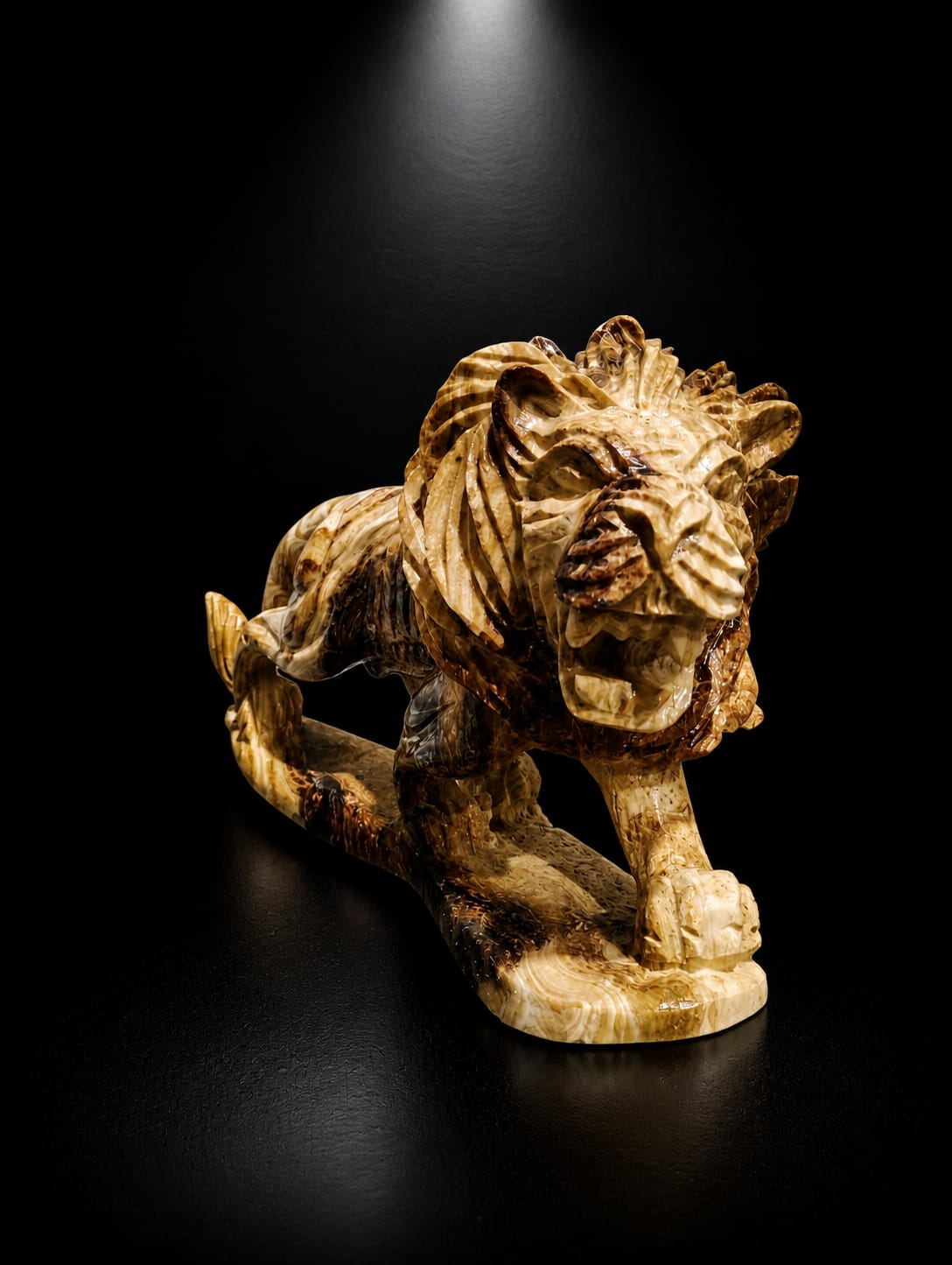 Hand-Carved Coke Stone Lion King (Royal Authority Sculpture)