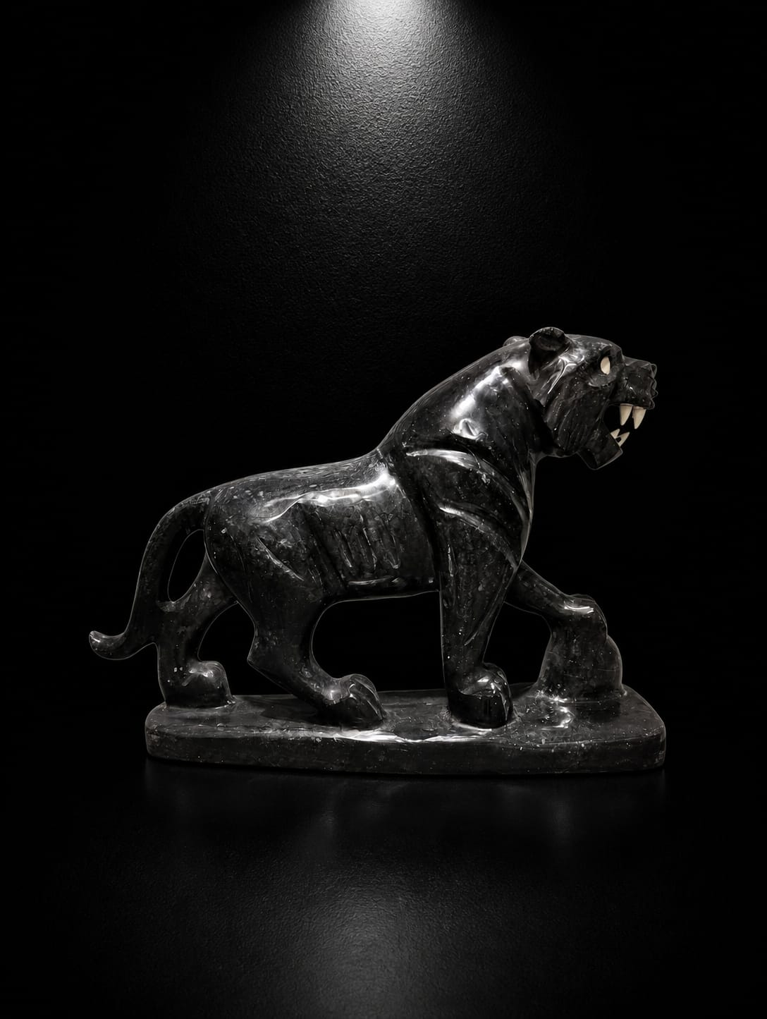 Hand-Carved Black Stone Panther (Stealth Power Sculpture) - Image 2