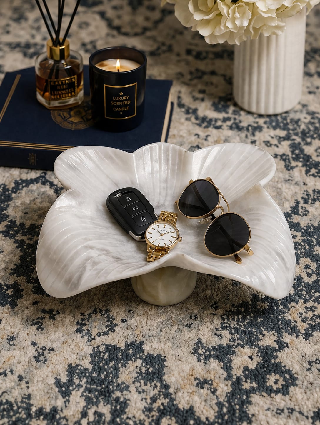 Luxury White Marble Wave Decorative Bowl - Image 2