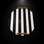 Luxury Round Black & White Marble Serving Tray with Gold Handles
