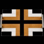Luxury Geometric Marble Serving Tray with Metal Handles