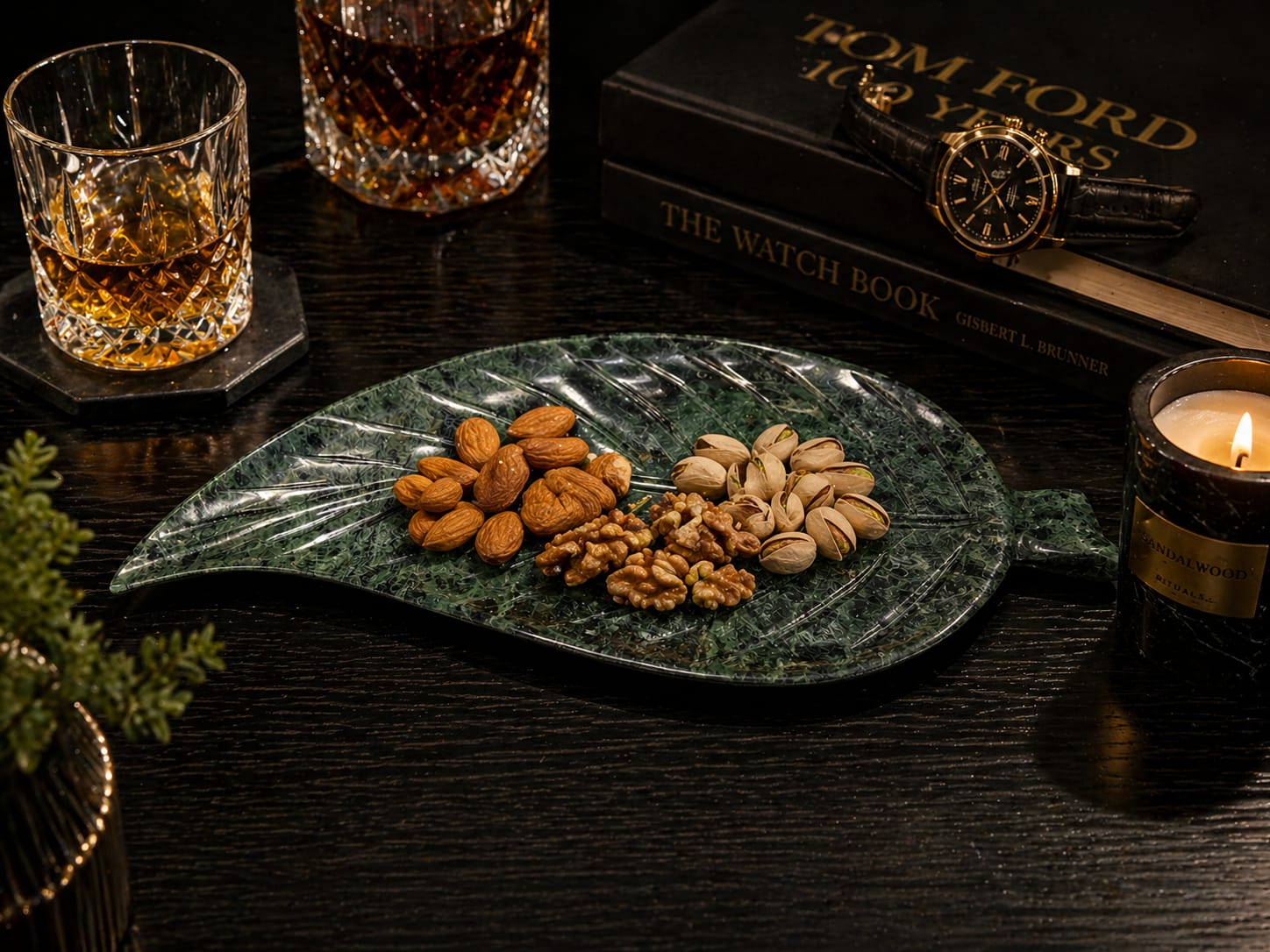 Luxury Green Leaf Marble Decorative Tray - Image 2