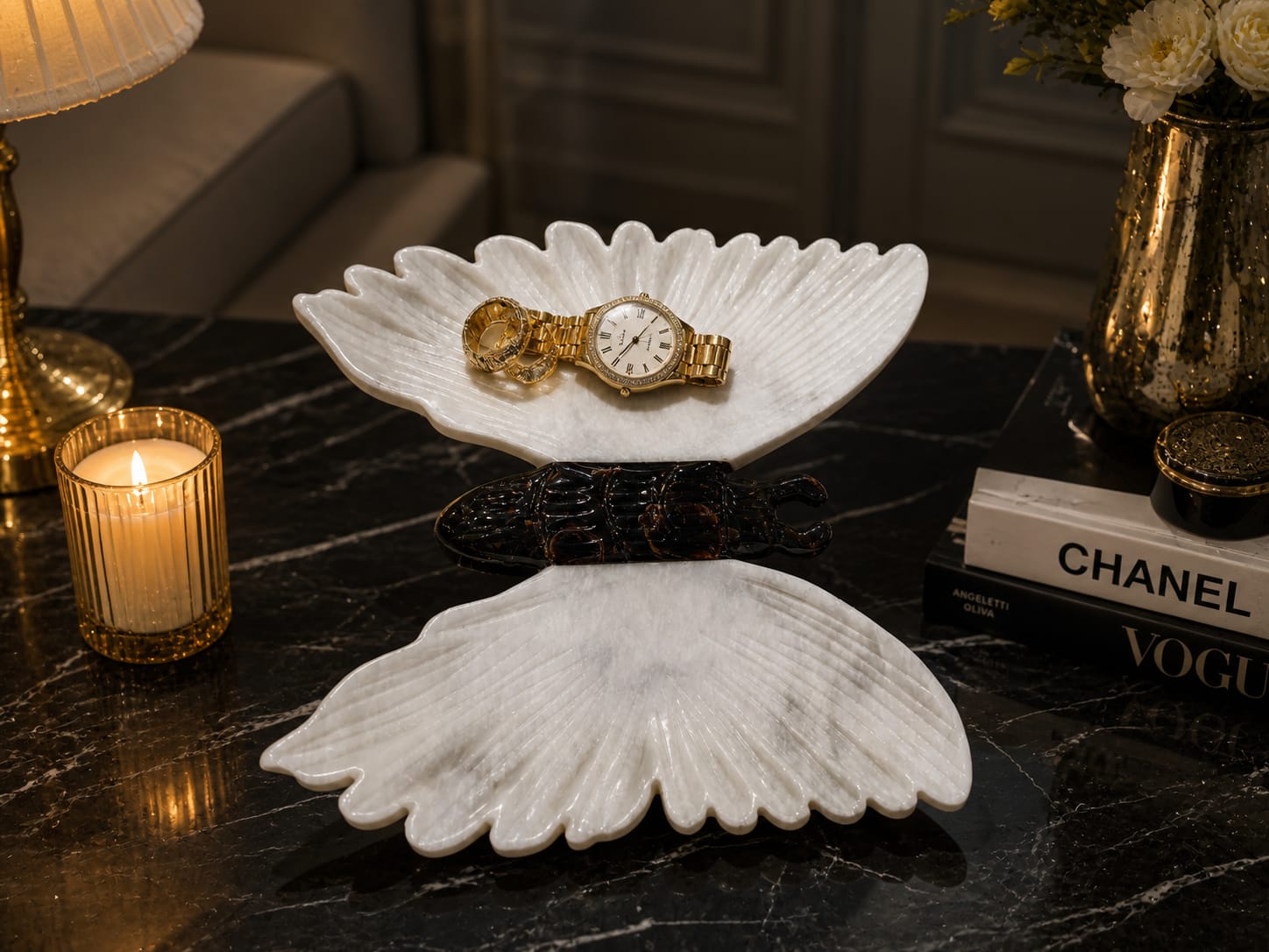 Luxury Butterfly Marble Decorative Bowl - Image 2
