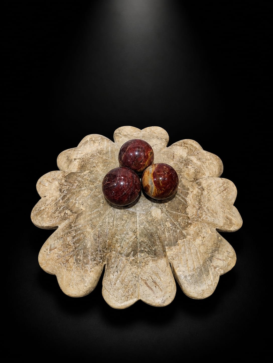 Luxury Floral Marble Decorative Bowl – Handcrafted Stone Centerpiece - Image 3