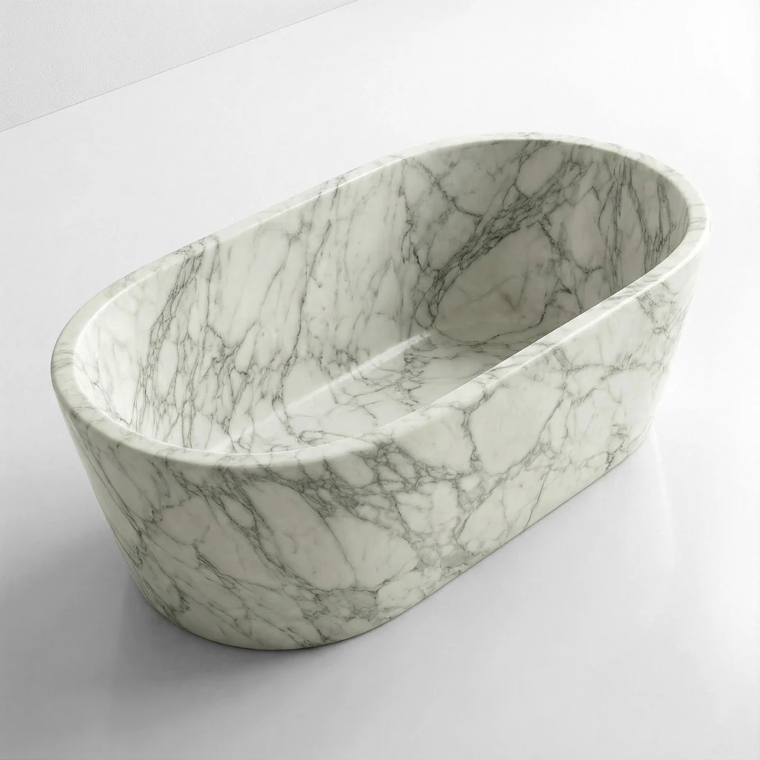 Arabescato Marble Freestanding Bathtub - Tapered - Image 4