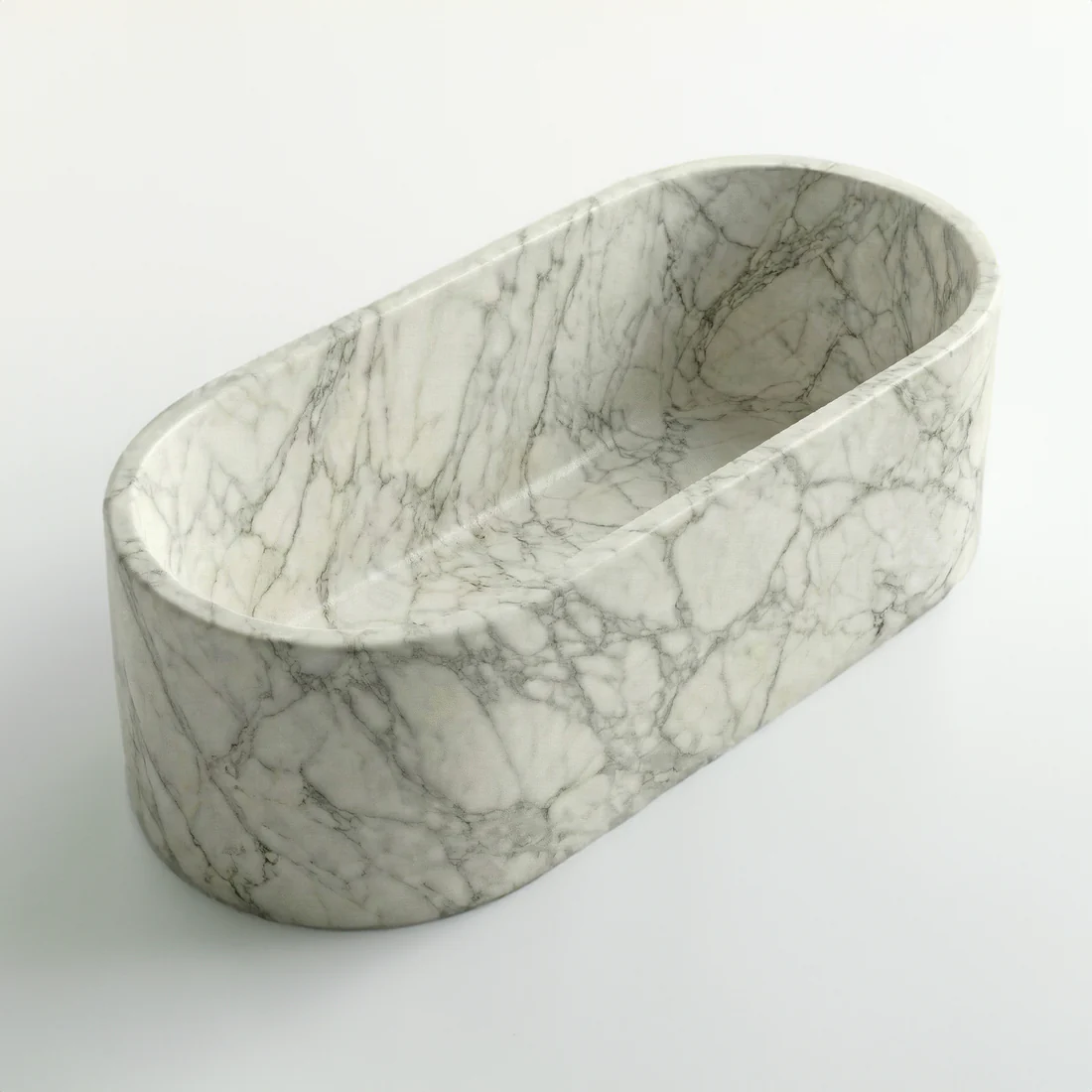 Arabescato Marble Freestanding Bathtub - Elliptical - Image 3