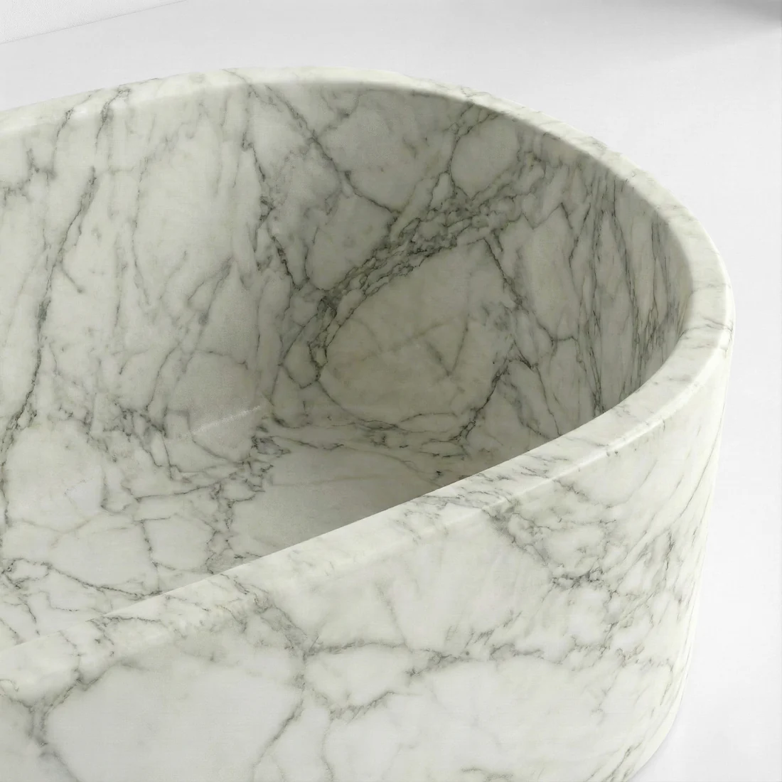 Arabescato Marble Freestanding Bathtub - Elliptical - Image 2