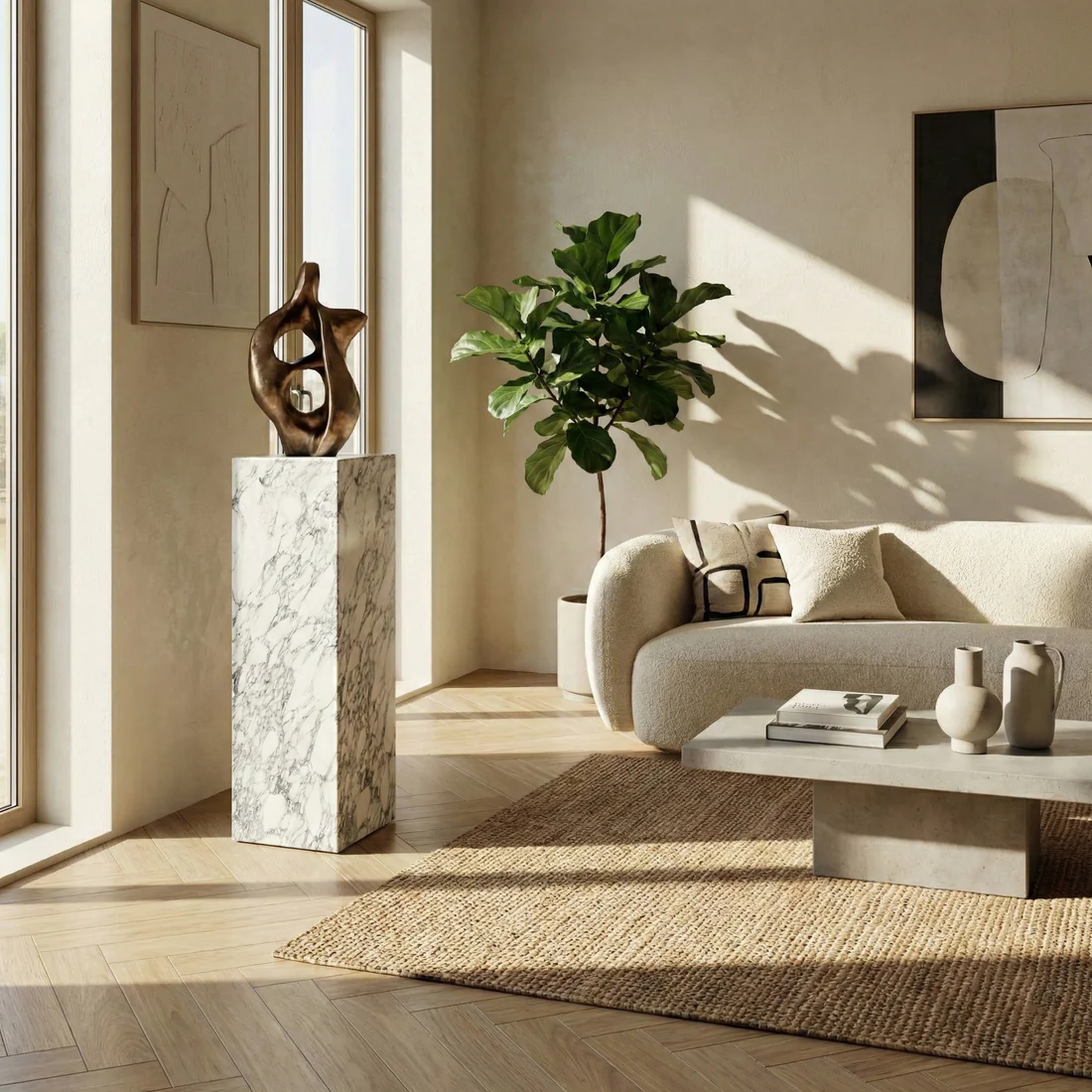 Arabescato Marble Pedestal Stand - Image 2