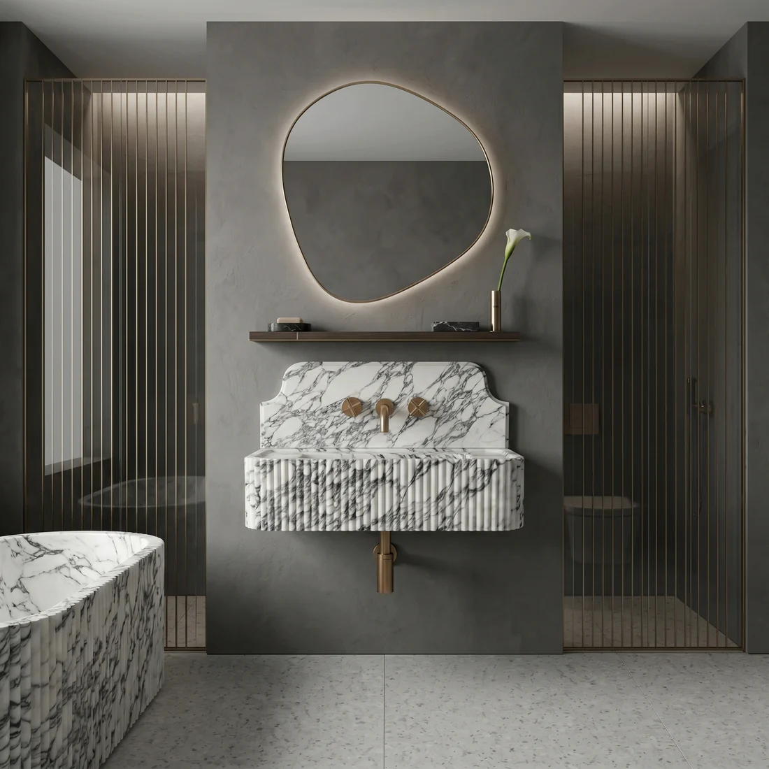 Arabescato Backsplash Sink - Fluted - Image 2