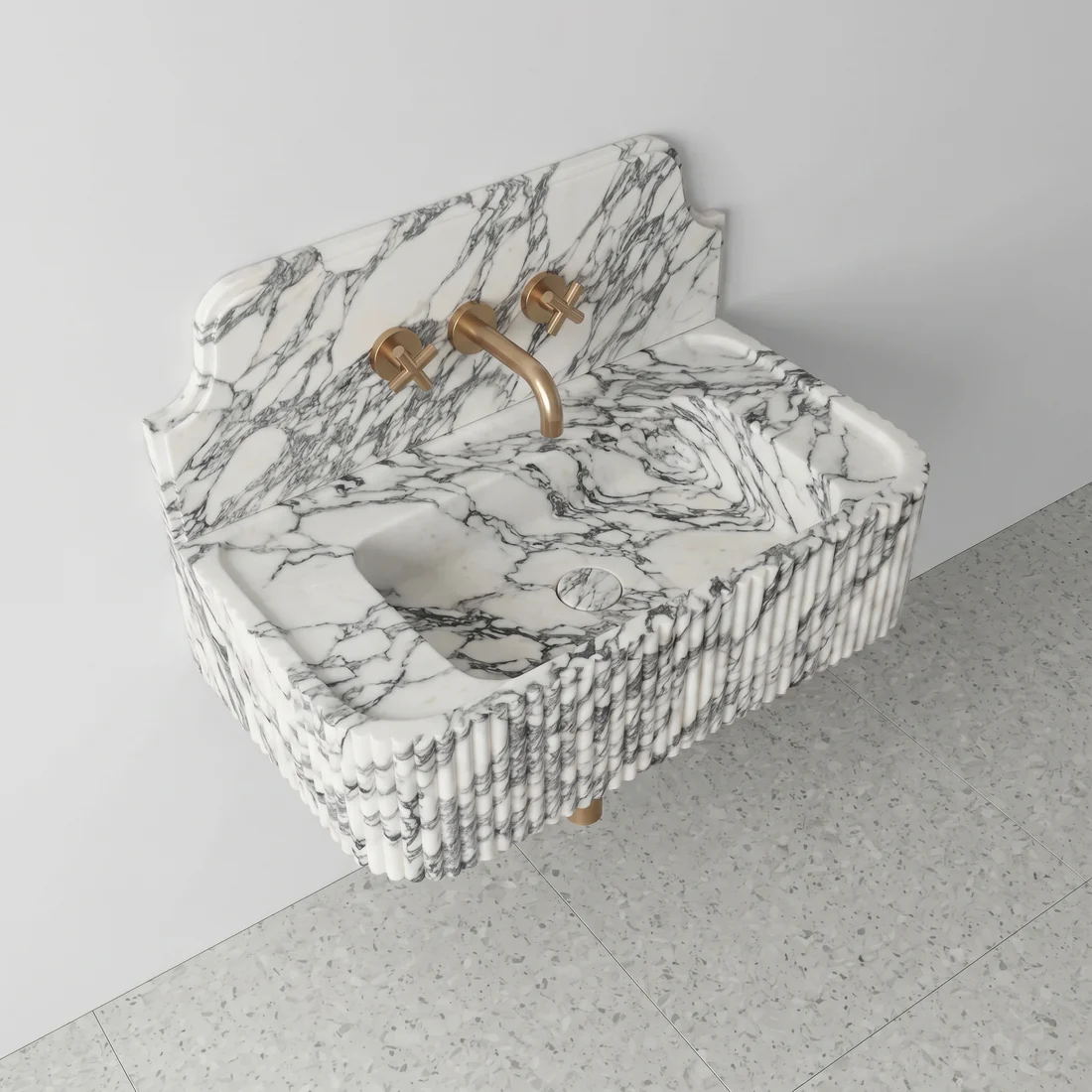 Arabescato Backsplash Sink - Fluted - Image 3