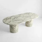 Arabescato Marble Oval Dining Table - Fluted