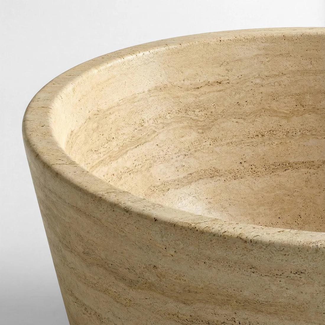 Beige Travertine Freestanding Bathtub - Tapered - Image 3