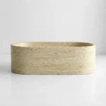 Beige Travertine Freestanding Bathtub - Elliptical
