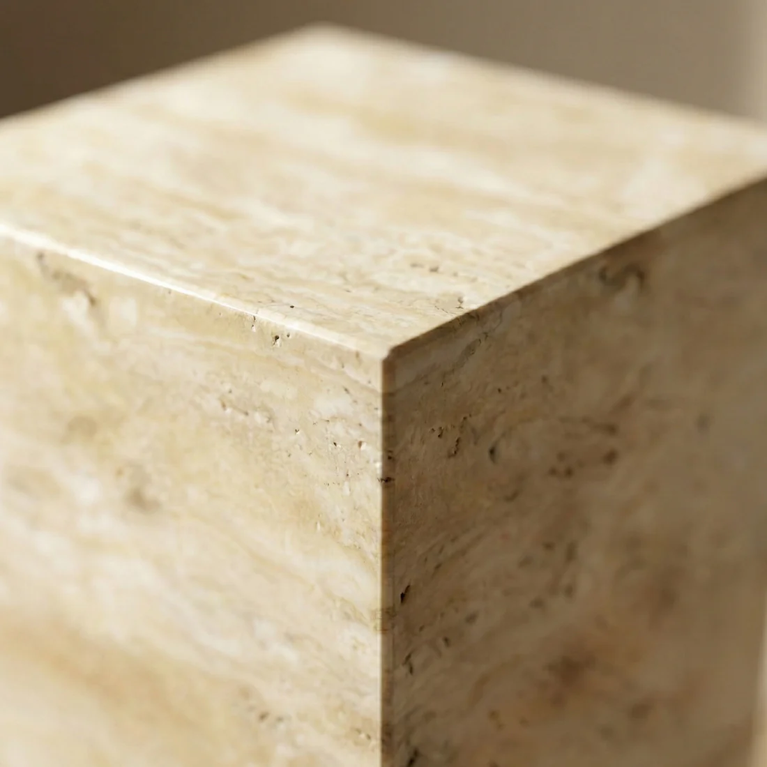 Beige Travertine Pedestal Stand - Image 4