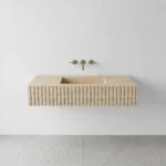Beige Travertine Single Sink - Fluted