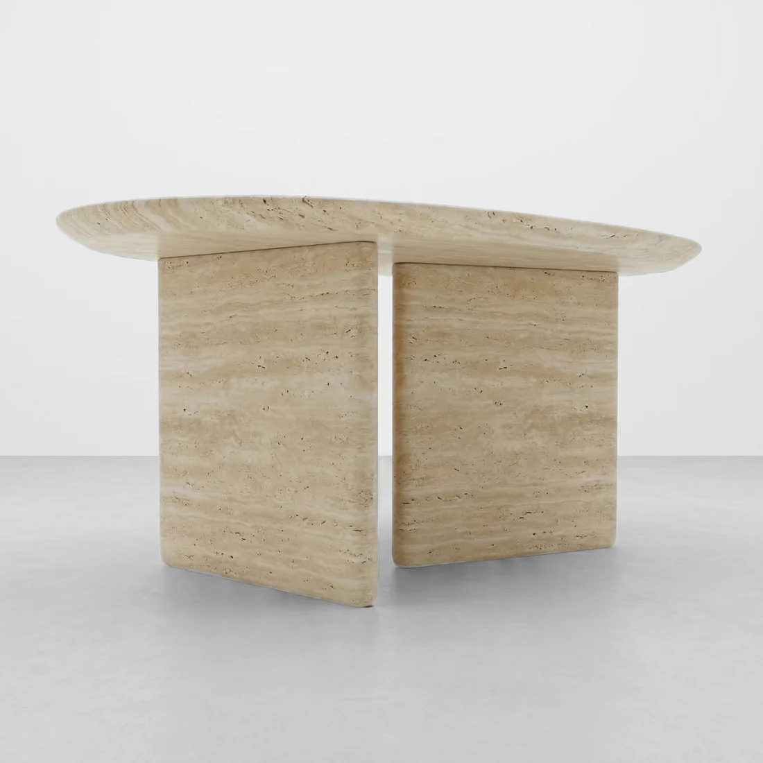 Beige Travertine Coffee Table - Pebble - Image 4