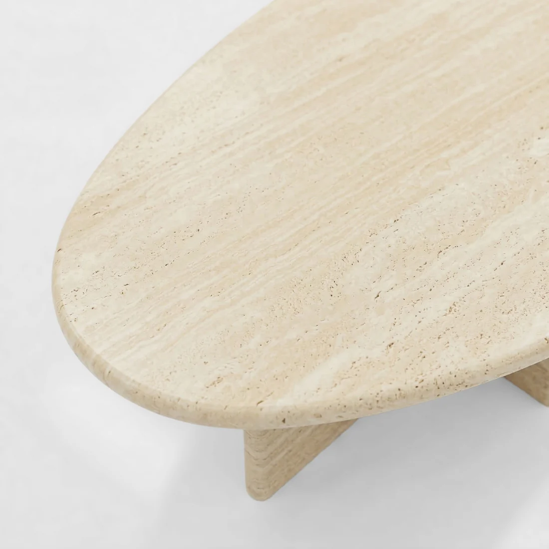Beige Travertine Coffee Table - Pebble - Image 3