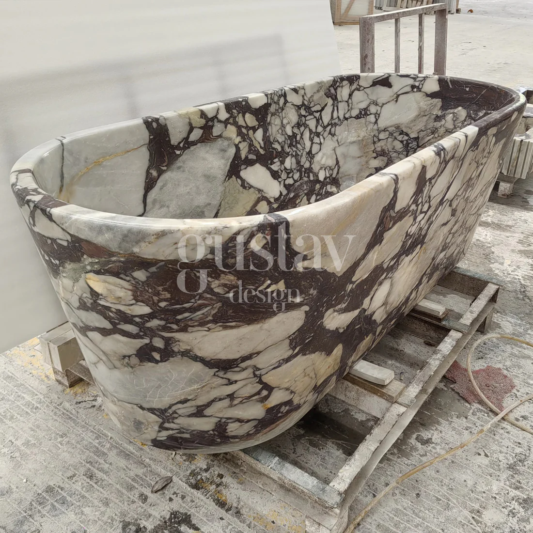 Calacatta Viola Extra Marble Freestanding Bathtub - Tapered