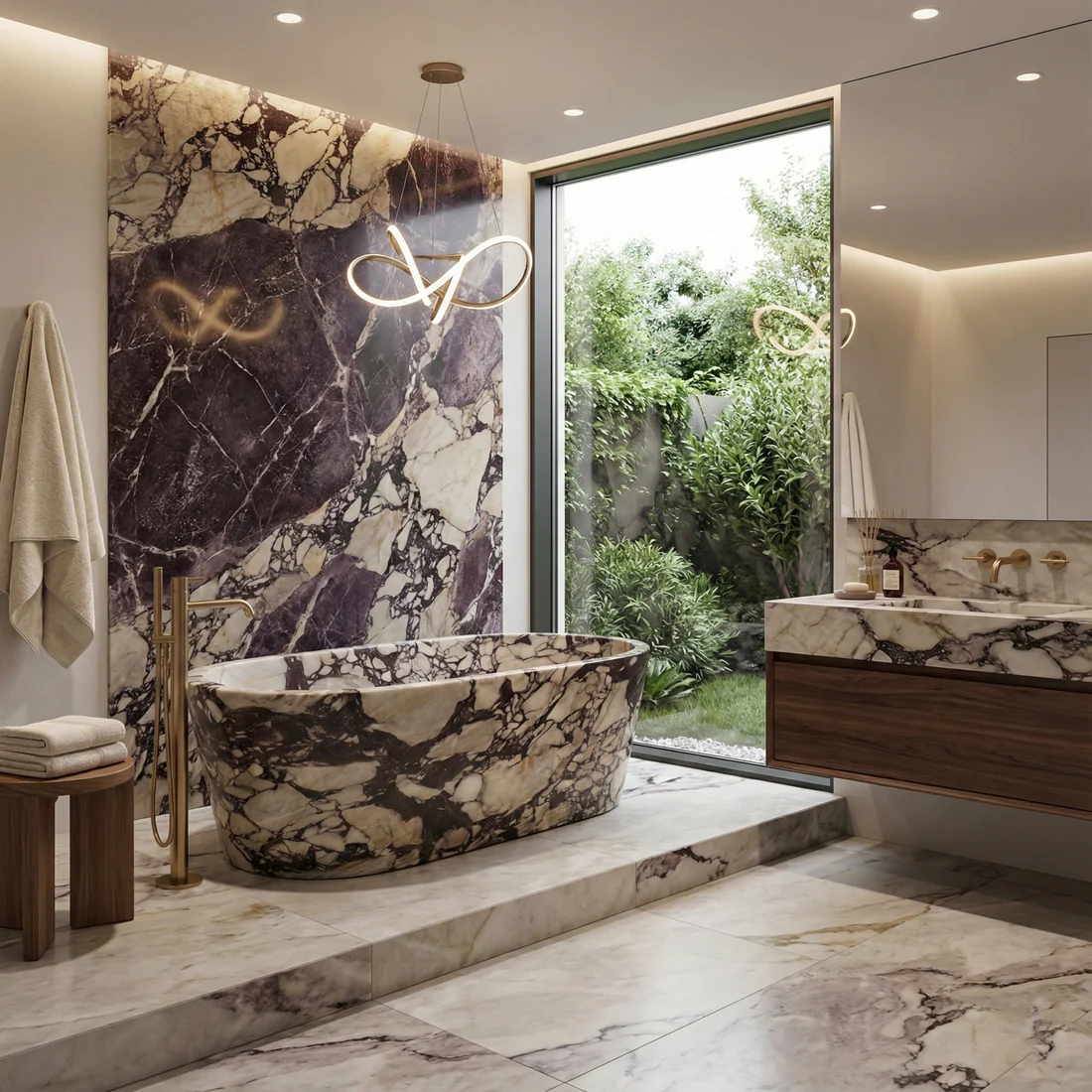 Calacatta Viola Extra Marble Freestanding Bathtub - Tapered - Image 5