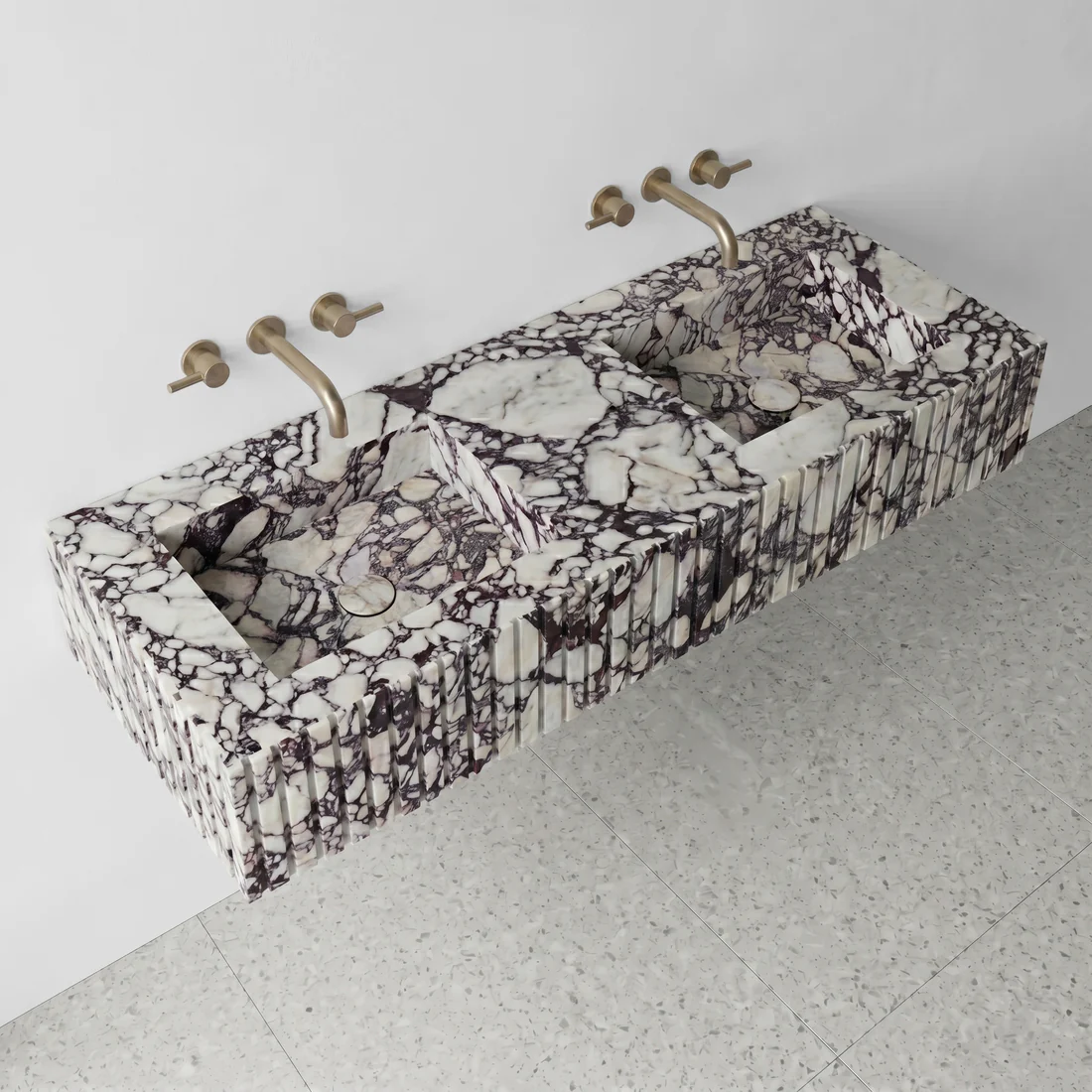 Calacatta Viola Marble Double Sink - Fluted - Image 3