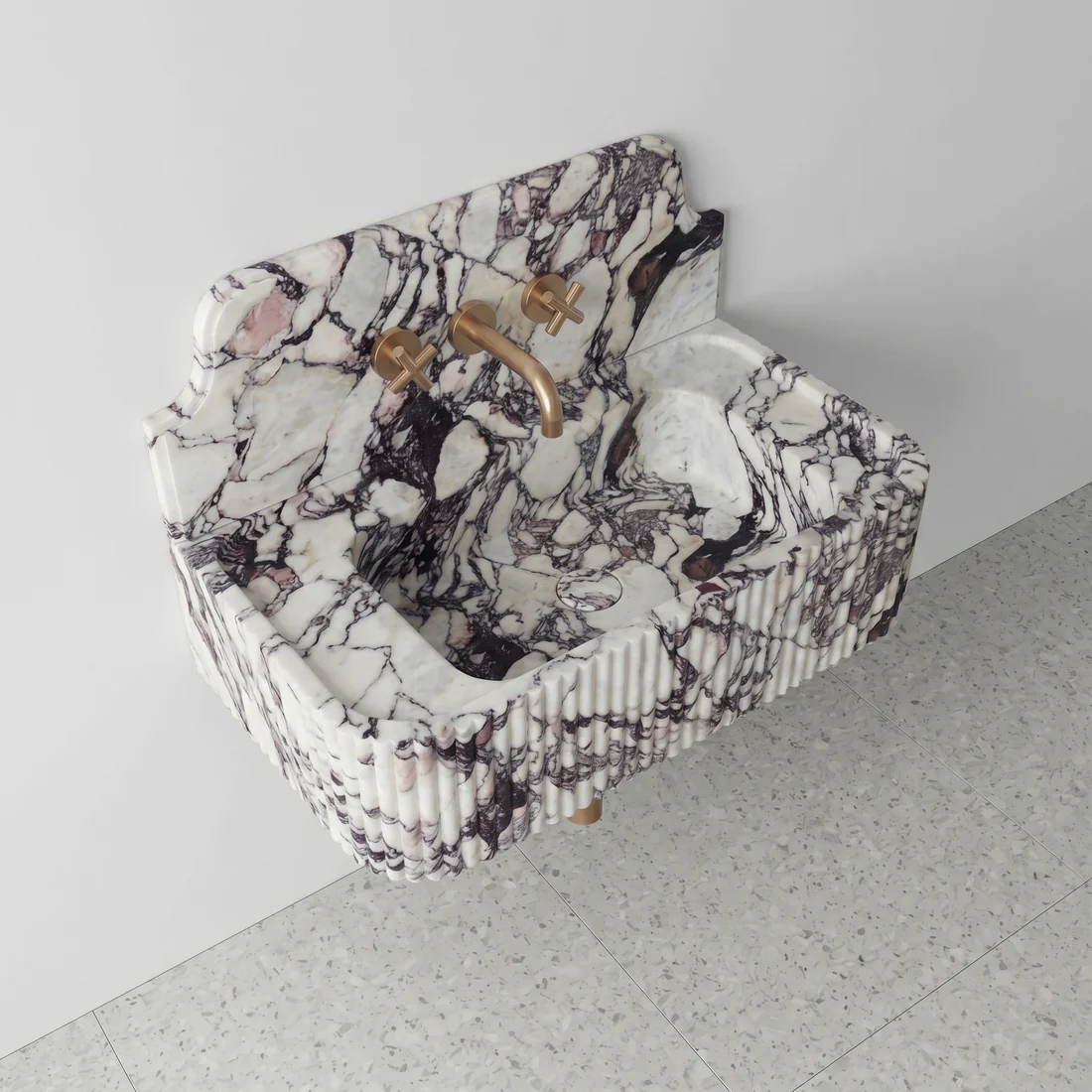 Calacatta Viola Backsplash Sink - Fluted - Image 3