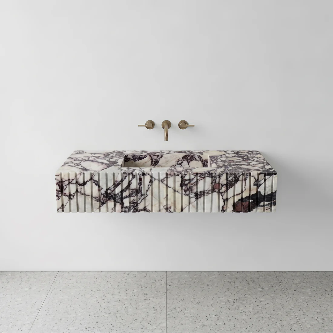 Calacatta Viola Marble Single Sink - Fluted