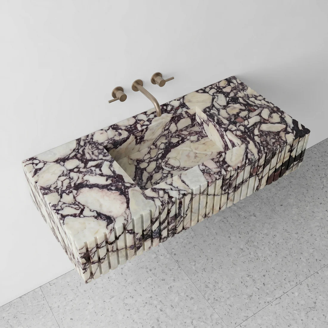 Calacatta Viola Marble Single Sink - Fluted - Image 3