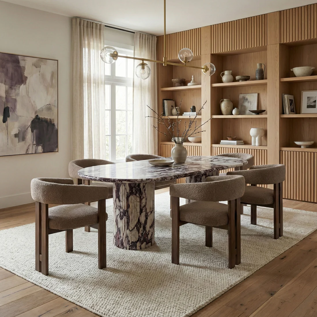 Calacatta Viola Marble Oval Dining Table - Fluted - Image 2
