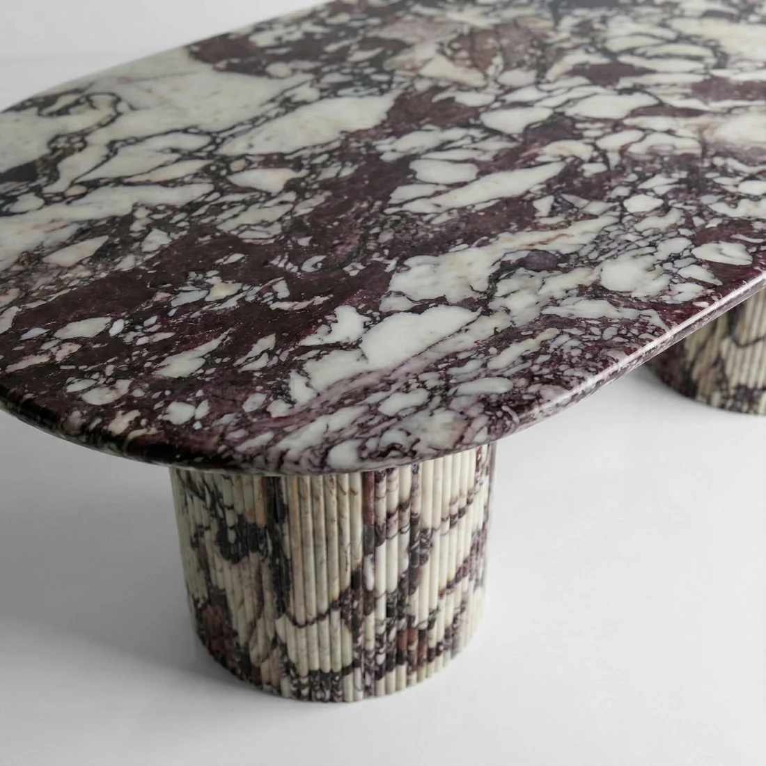 Calacatta Viola Marble Oval Dining Table - Fluted - Image 3