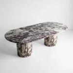 Calacatta Viola Marble Oval Dining Table - Fluted