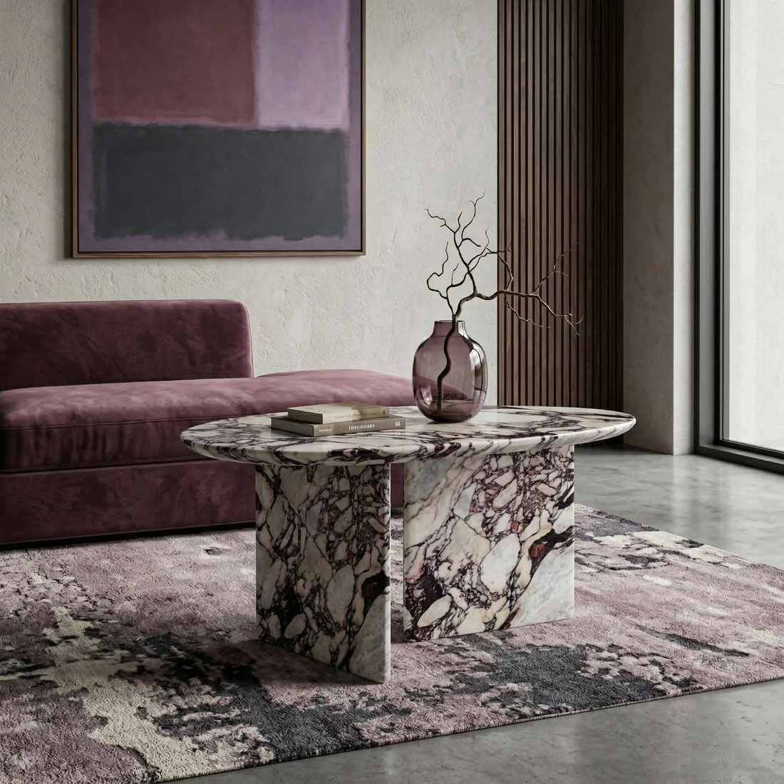 Calacatta Viola Marble Coffee Table - Pebble - Image 2