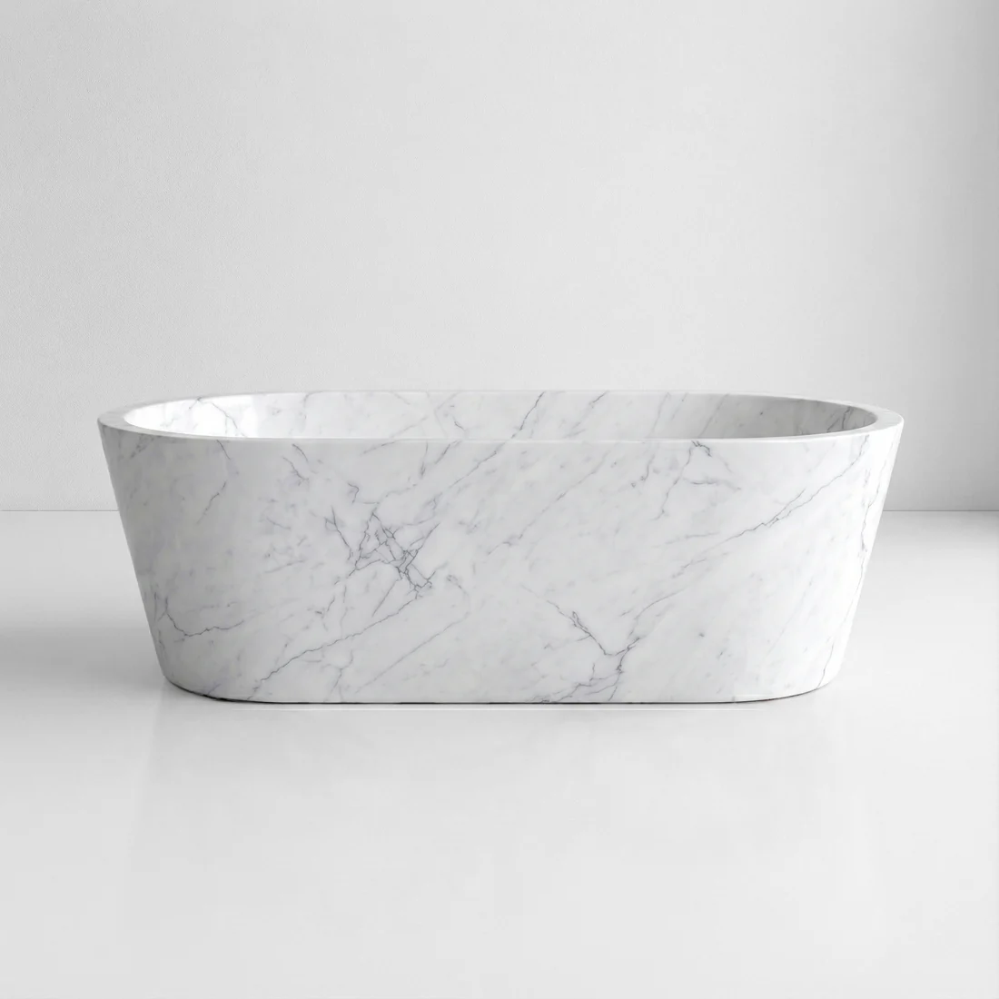 White Carrara Marble Freestanding Bathtub - Tapered