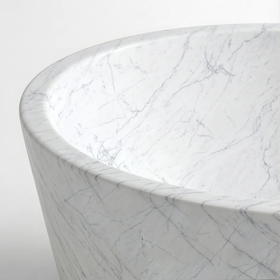 White Carrara Marble Freestanding Bathtub - Tapered - Image 3