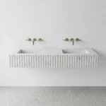White Carrara Marble Double Sink - Fluted