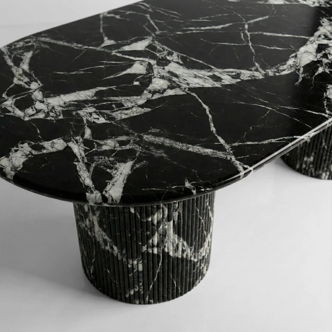 Grand Antique Marble Oval Dining Table - Fluted - Image 3