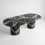 Grand Antique Marble Oval Dining Table - Fluted