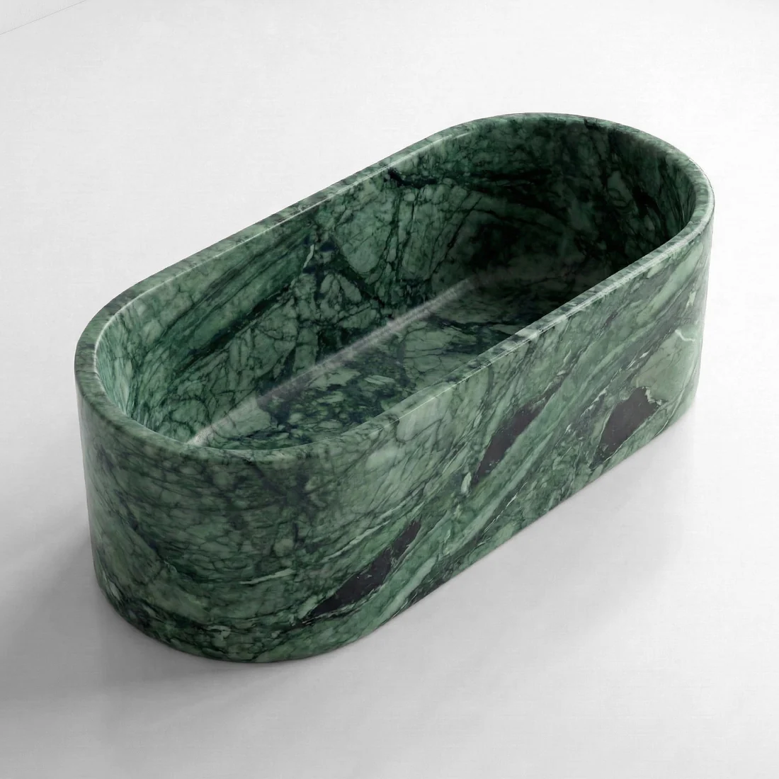 Green Guatemala Marble Freestanding Bathtub - Elliptical - Image 3