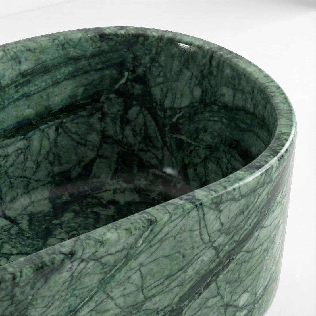 Green Guatemala Marble Freestanding Bathtub - Elliptical - Image 2