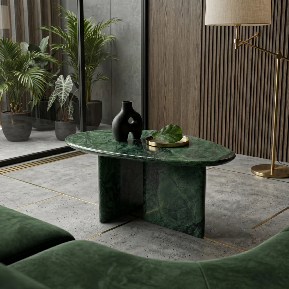 Green Guatemala Marble Coffee Table - Pebble - Image 2