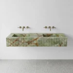 Green Onyx Double Sink - Fluted