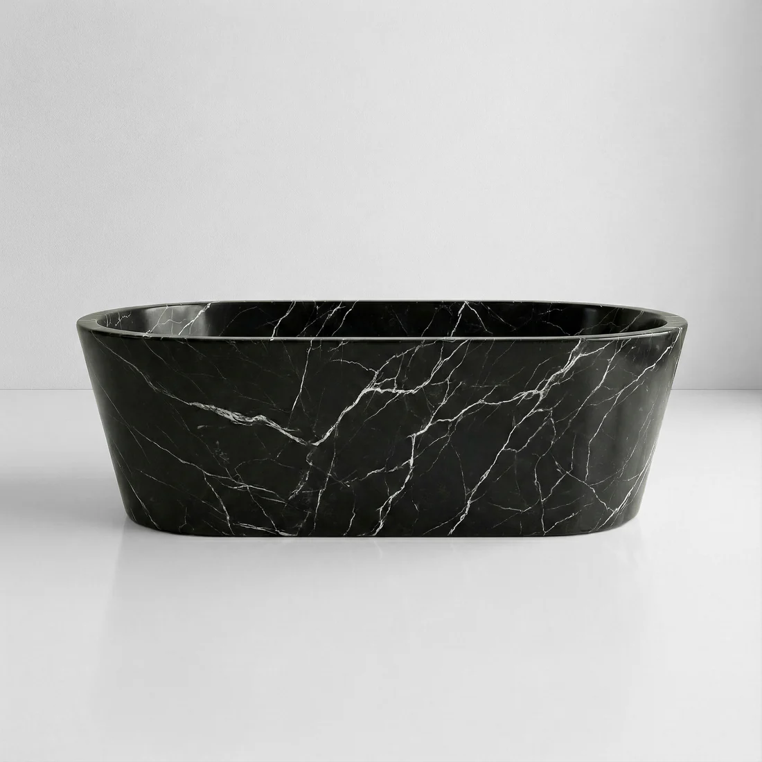Black Marquina Marble Freestanding Bathtub - Tapered