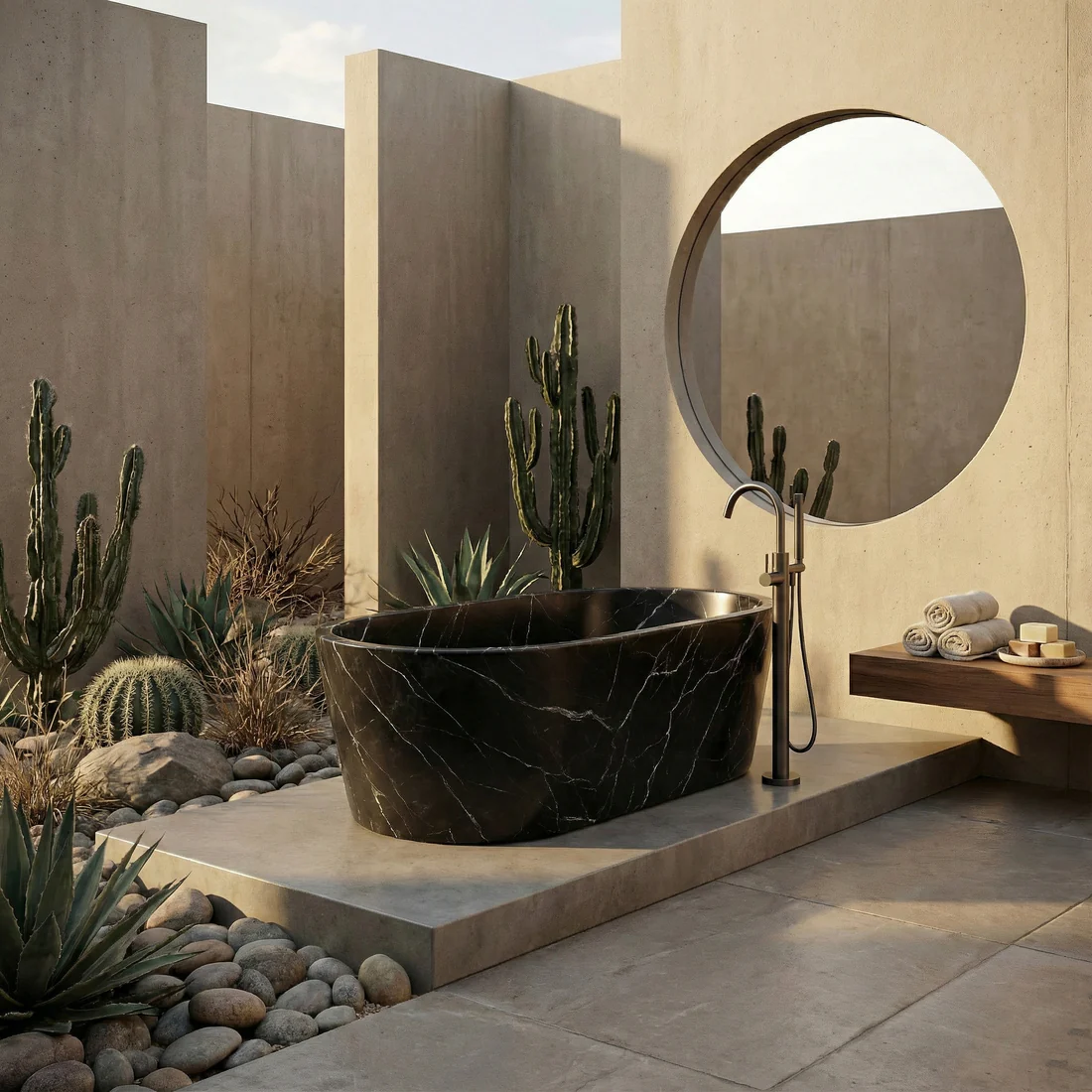 Black Marquina Marble Freestanding Bathtub - Tapered - Image 2