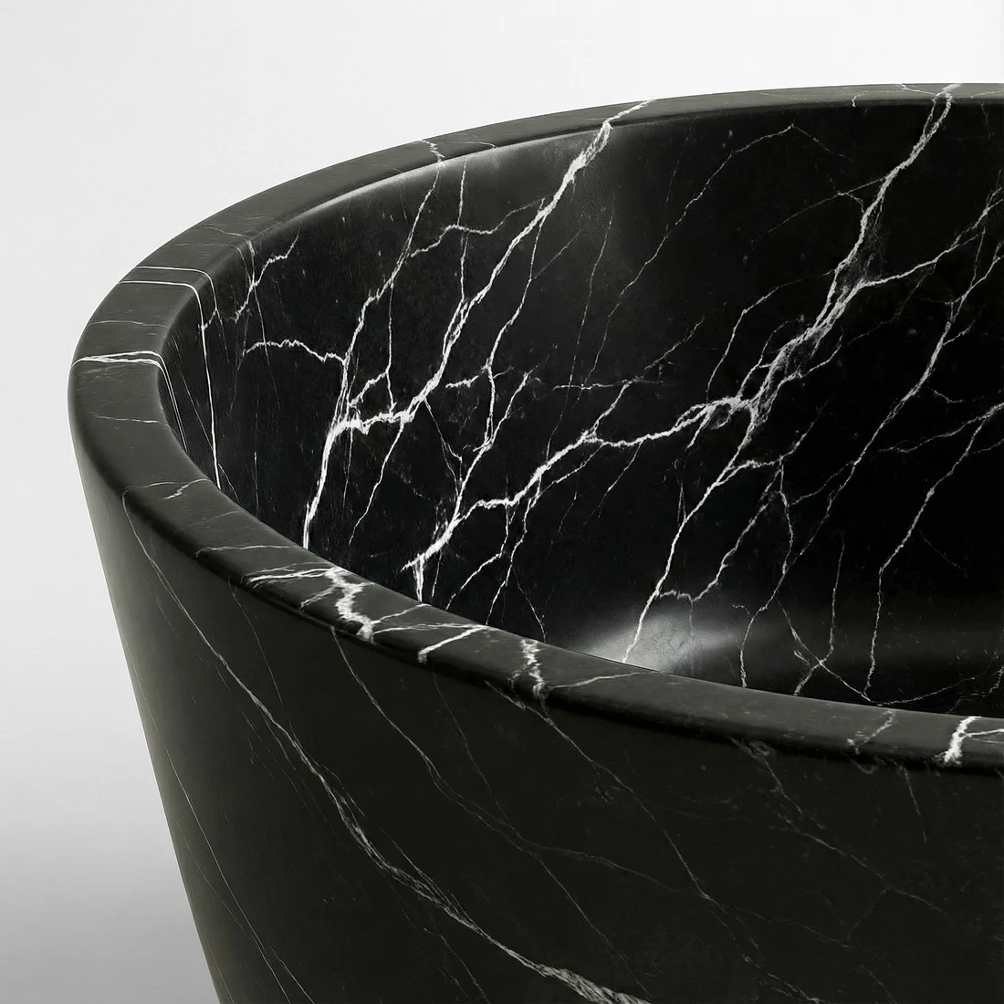 Black Marquina Marble Freestanding Bathtub - Tapered - Image 3