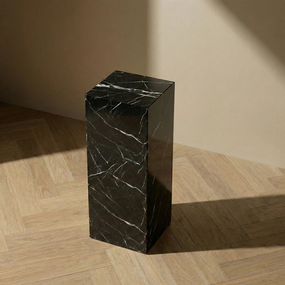 Nero Marquina Marble Pedestal Stand - Image 3
