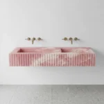 Pink Onyx Double Sink - Fluted