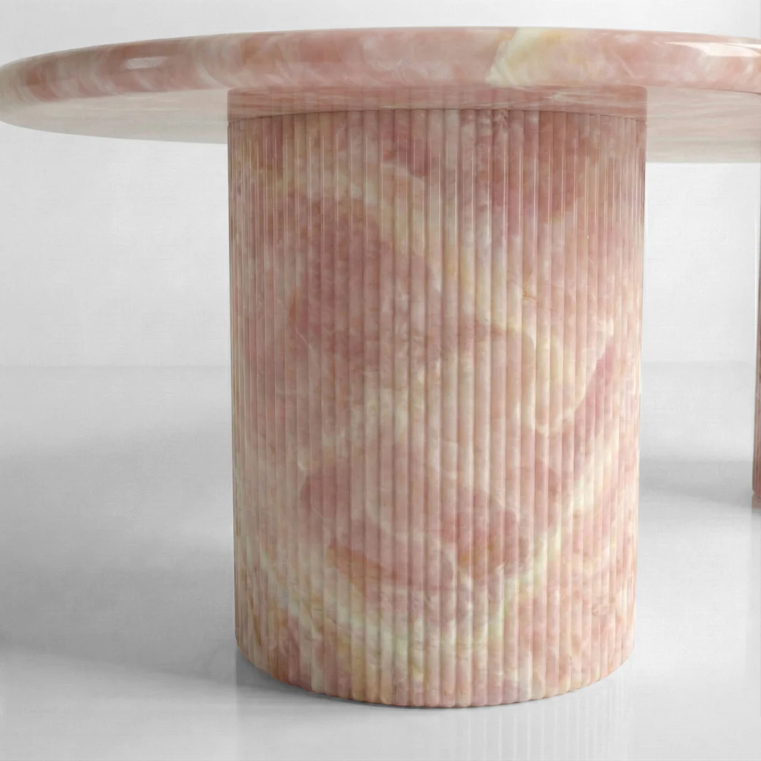 Pink Onyx Oval Dining Table - Fluted - Image 4