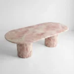Pink Onyx Oval Dining Table - Fluted