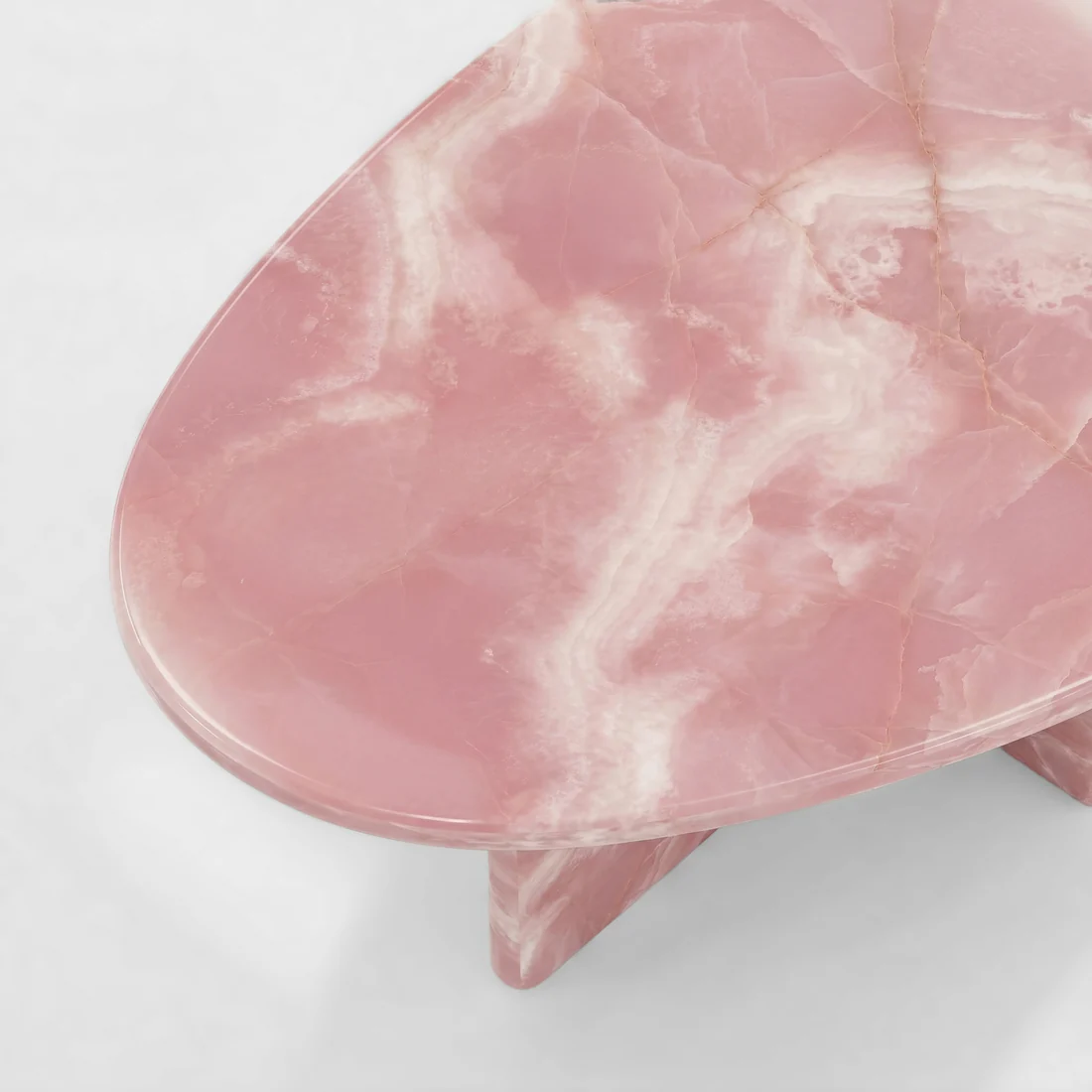 Pink Onyx Marble Coffee Table - Pebble - Image 3