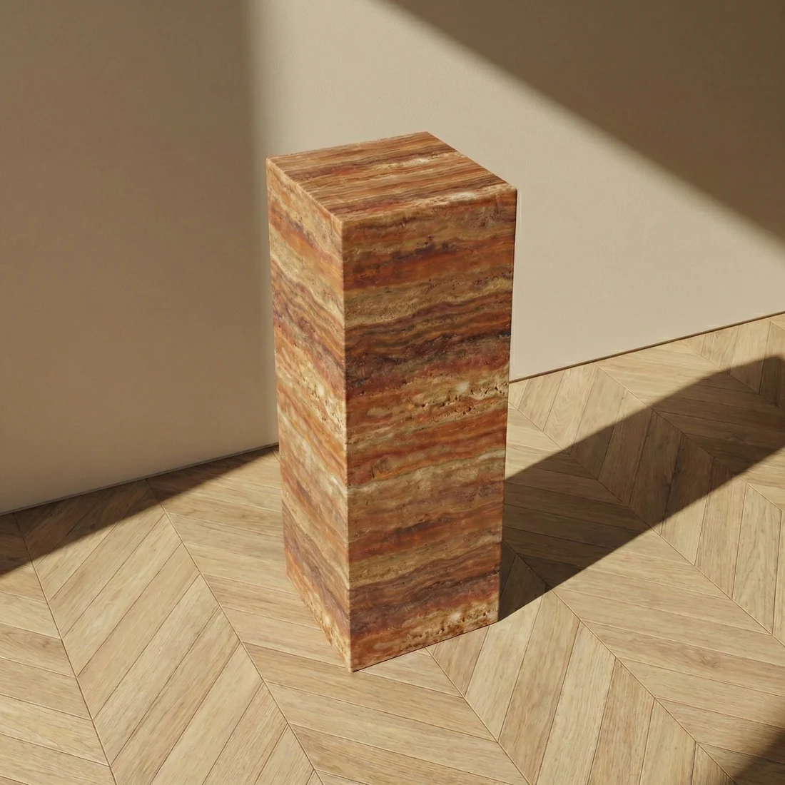 Red Travertine Pedestal Stand - Image 3